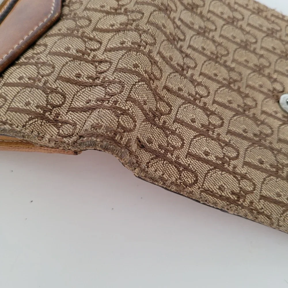 Christian Dior Vintage Trotter Monogram Canvas Compact Wallet Brown MC 0024
